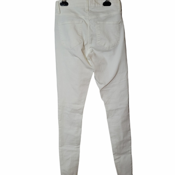 Topshop Moto Leigh White Raw Hem Skinny Jeans Denim Size 25 - Picture 2 of 10